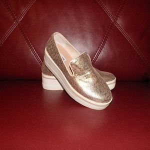 Steve Madden Gold Evante Platform Slip on Sneaker